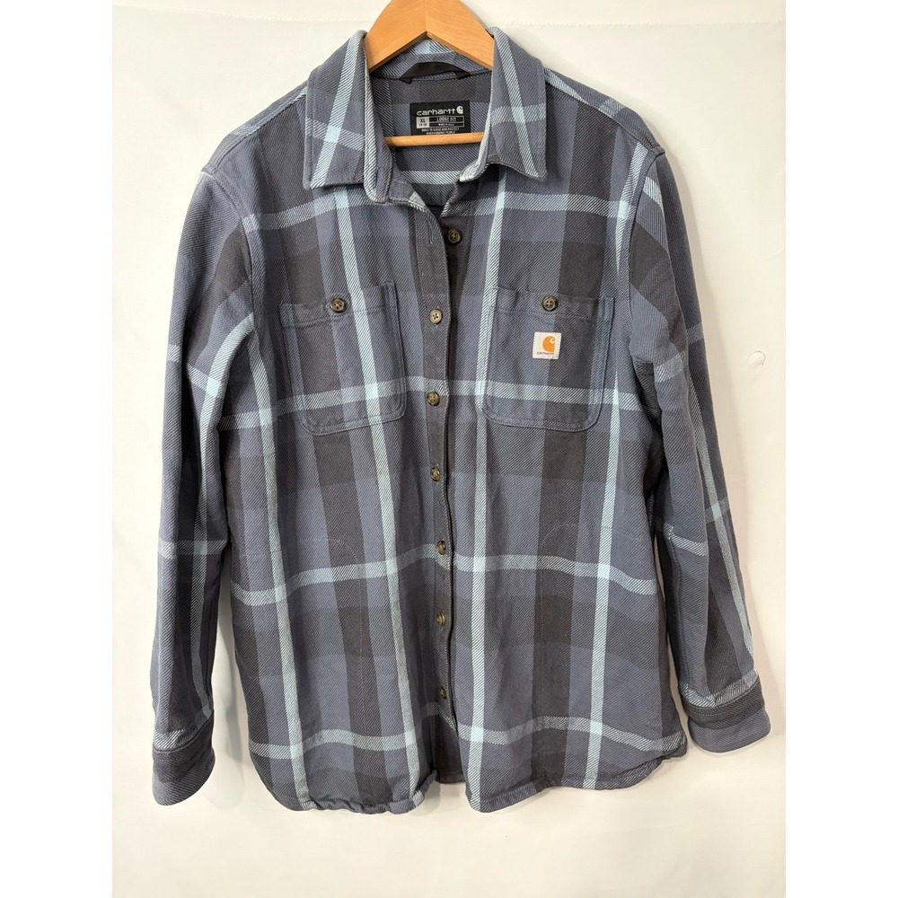 Carhartt Womens XL Loose Flannel Button Down Heavy Shirt Rugged Workwear Gorp